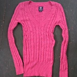 American Eagle Outfitters Fuchsia V-Neck Sweater